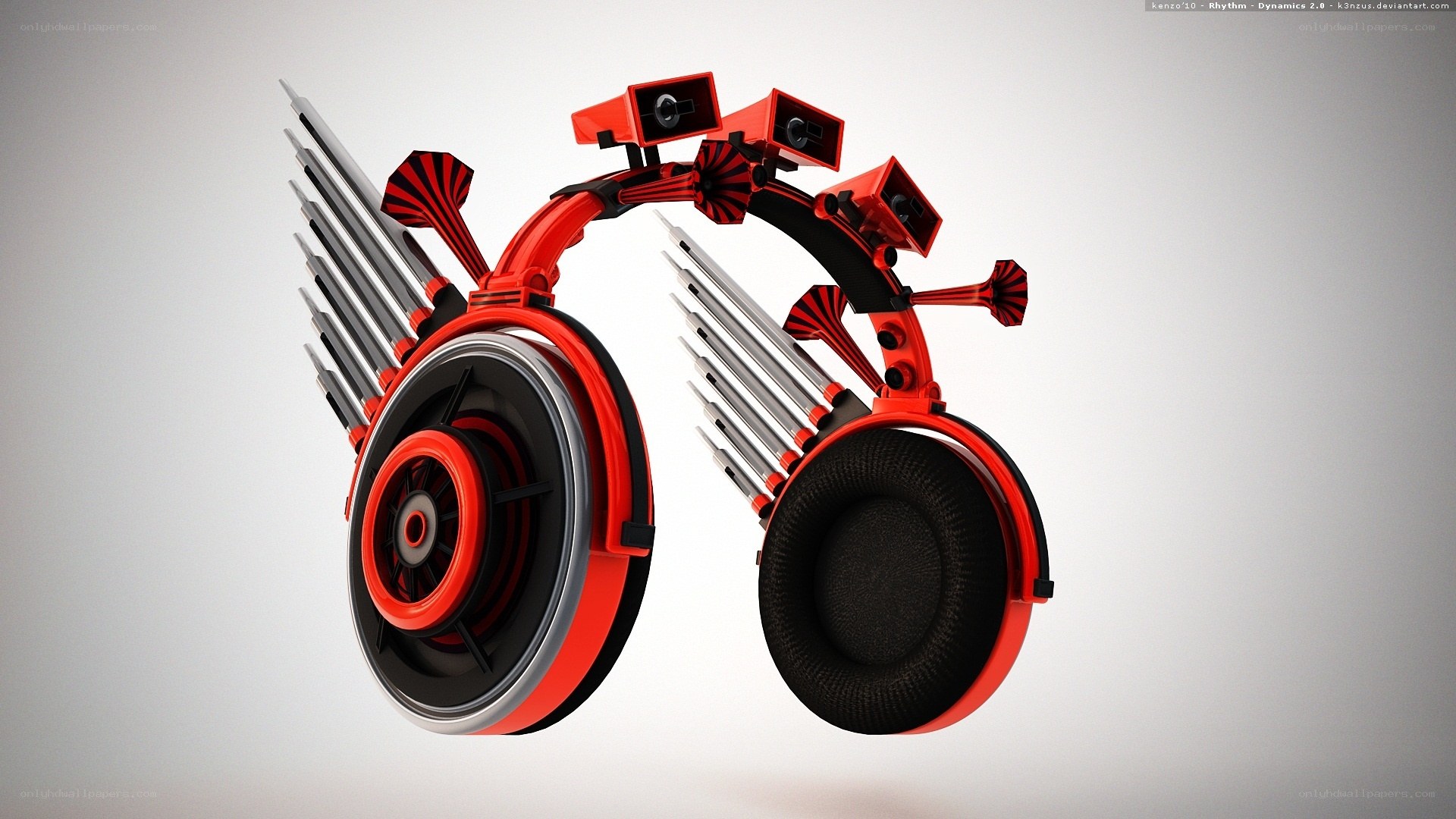 futuristic red headphones
