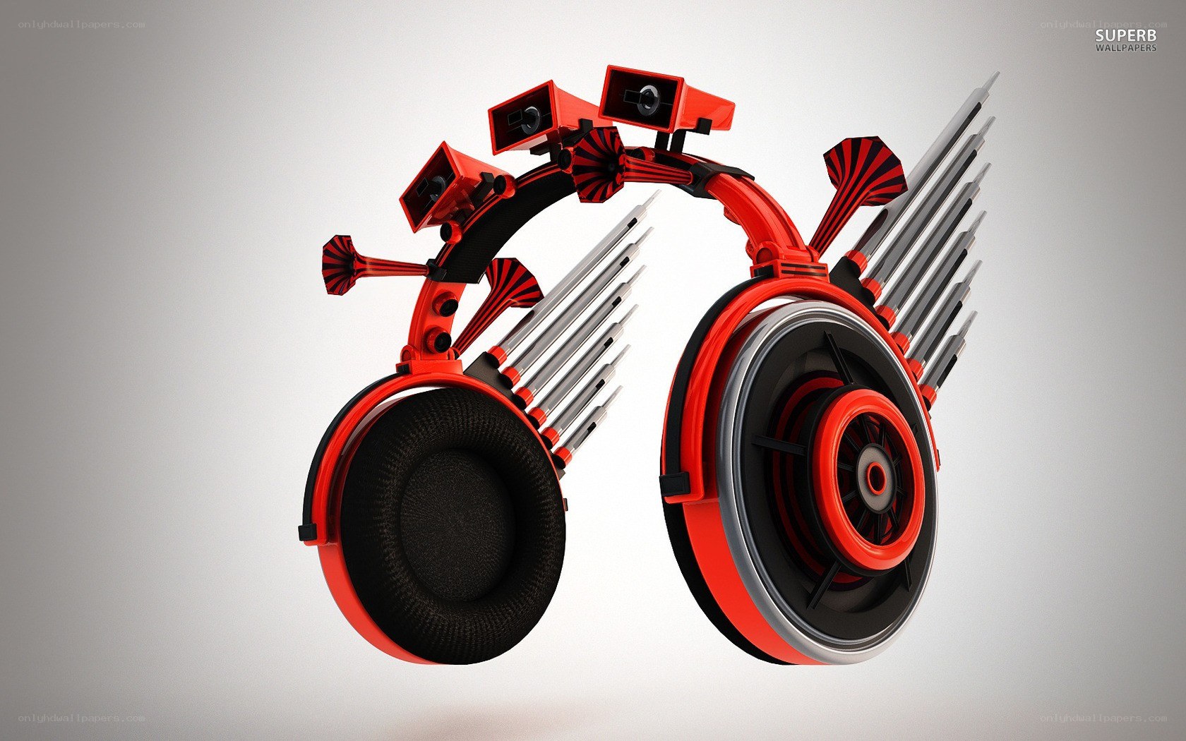 futuristic red headphones