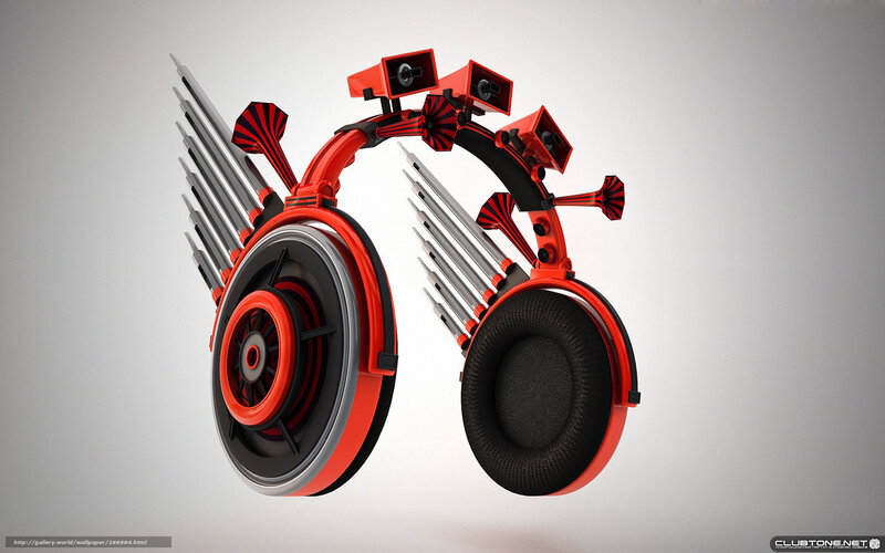 futuristic red headphones