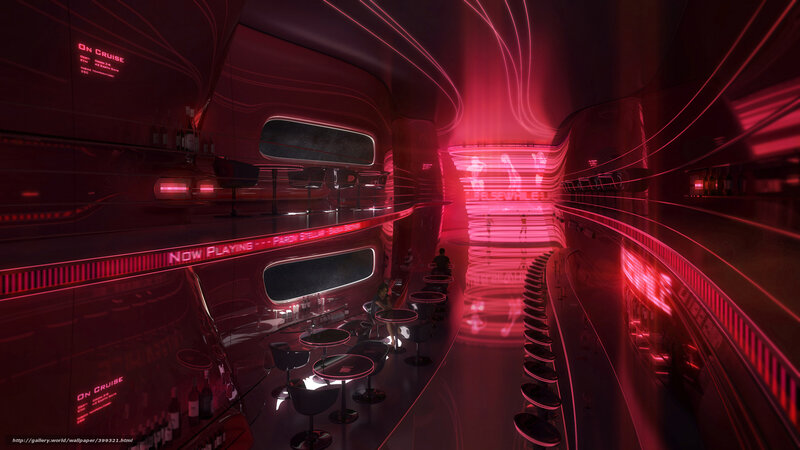 futuristic red lounge