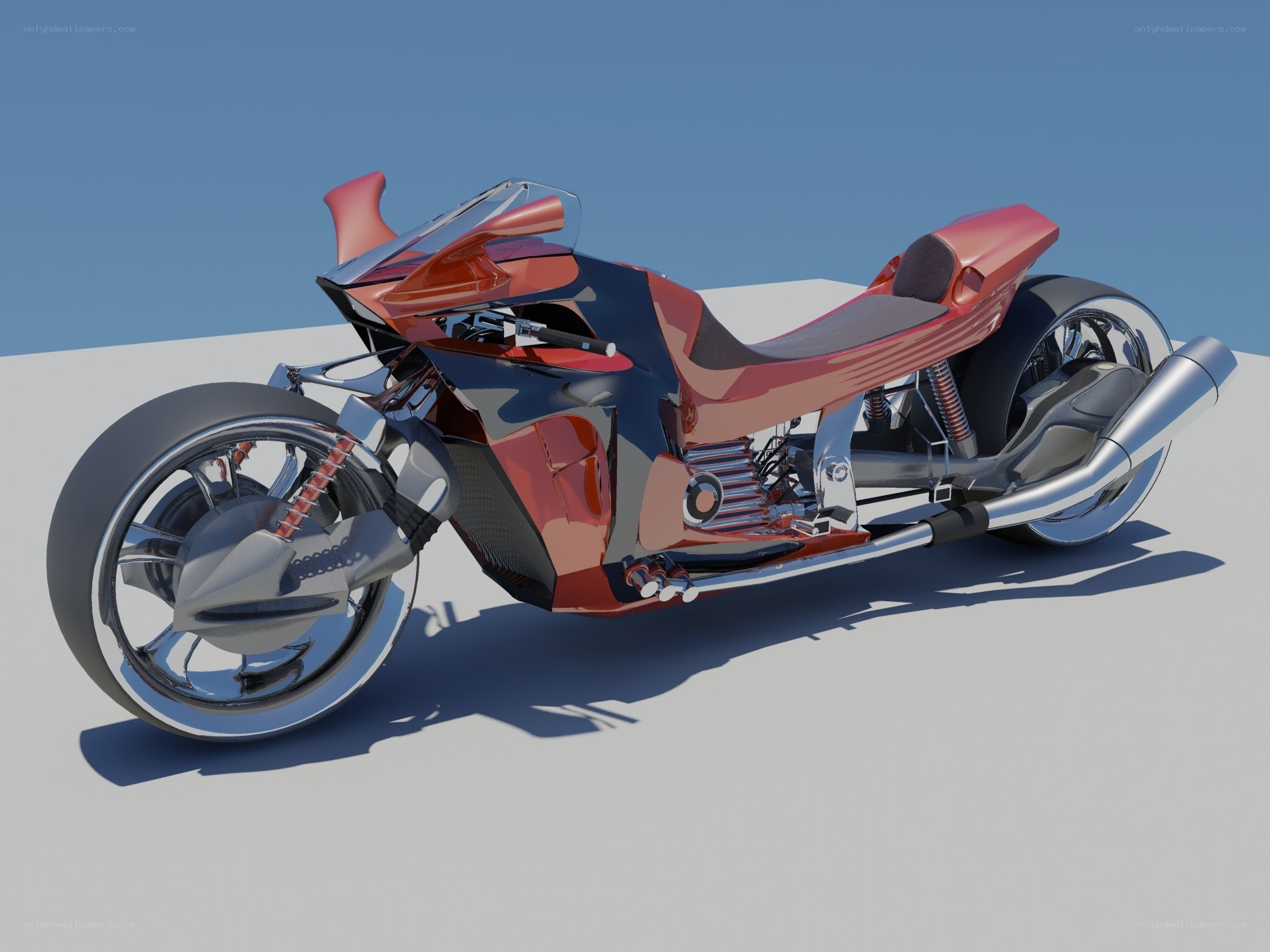 futuristic red motorcycle
