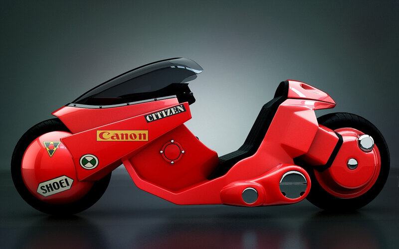 futuristic red motorcycle