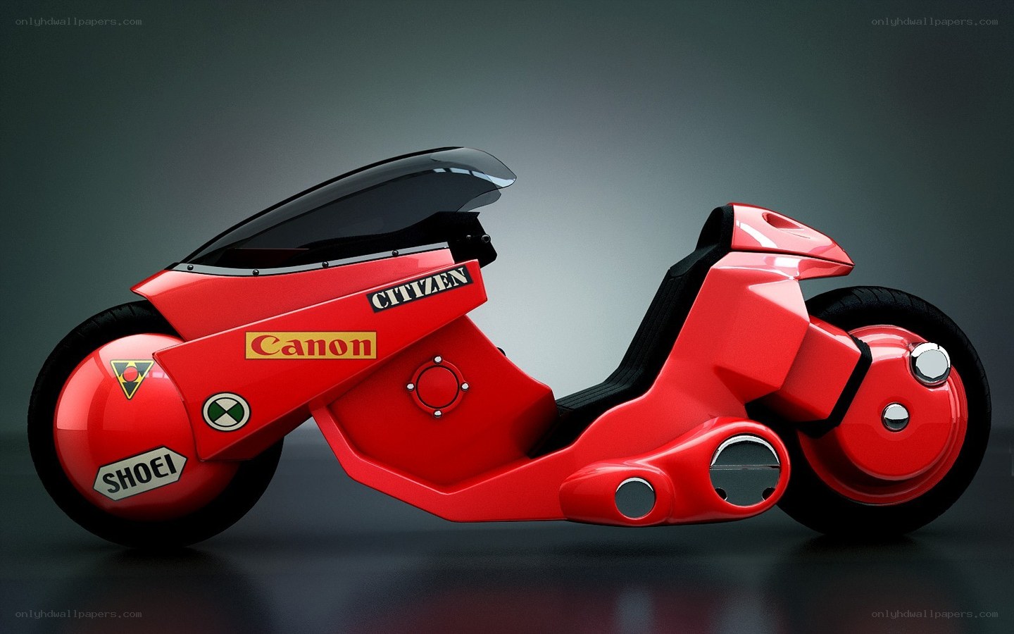 futuristic red motorcycle