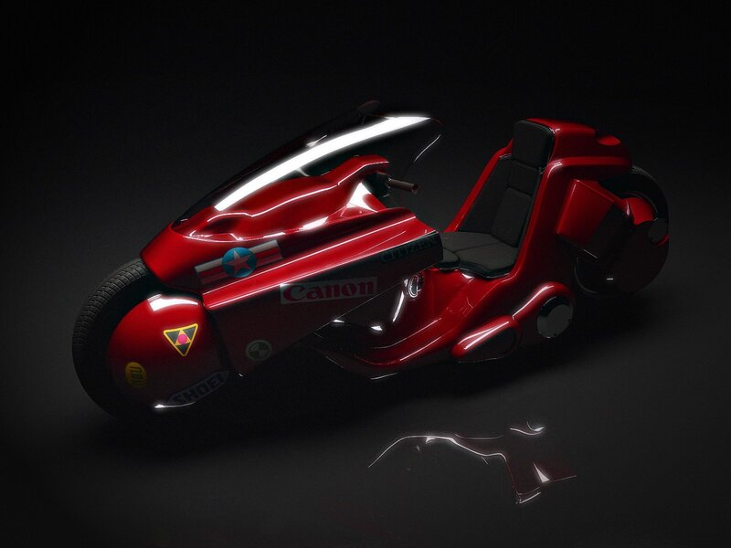 futuristic red motorcycle