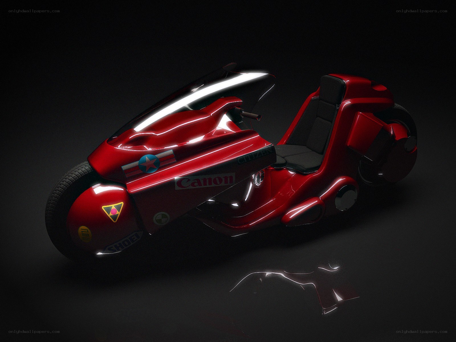 futuristic red motorcycle
