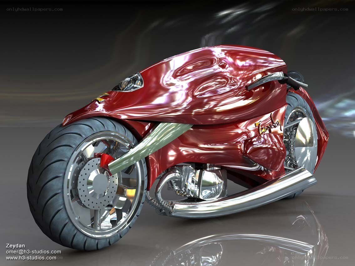 futuristic red motorcycle