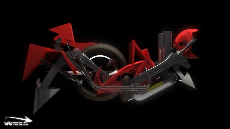 futuristic red motorcycle design