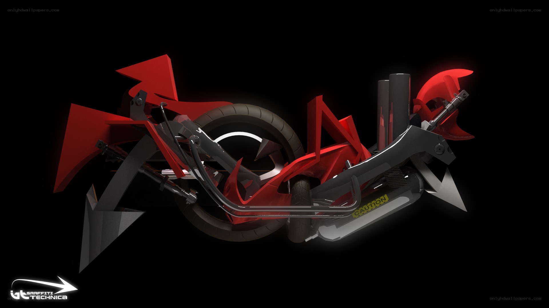 futuristic red motorcycle design