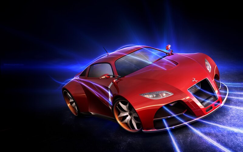 futuristic red sports car