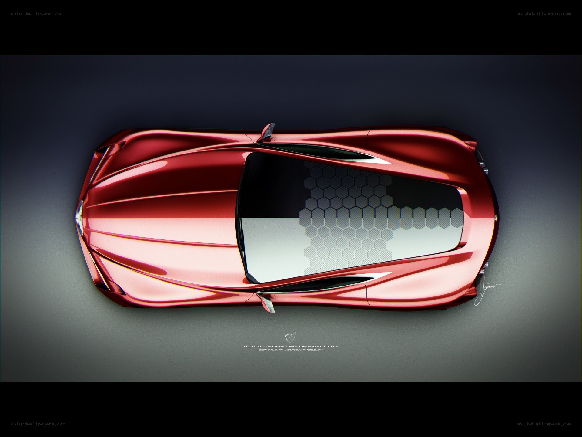 futuristic red sports car