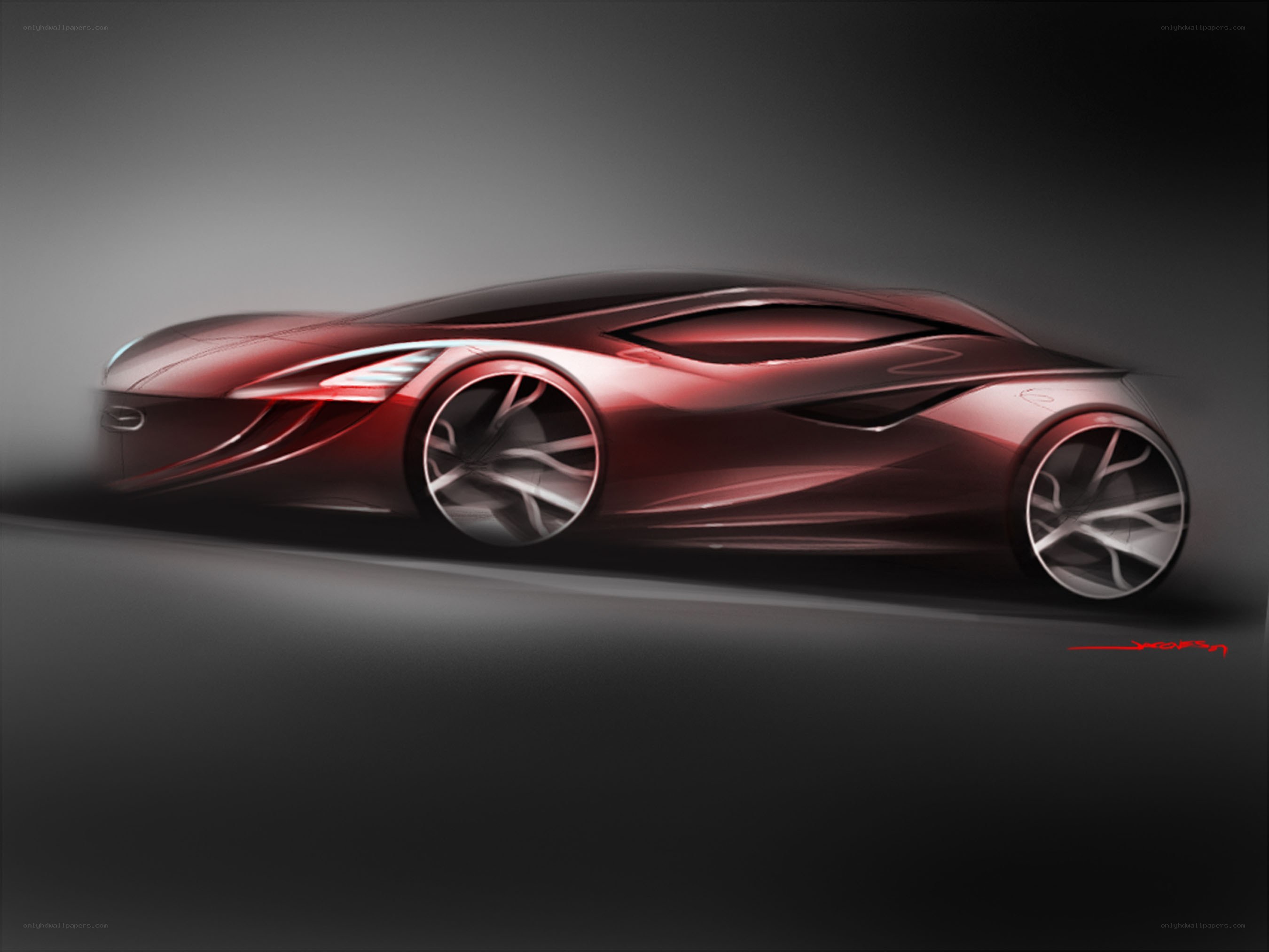 futuristic red sports car concept