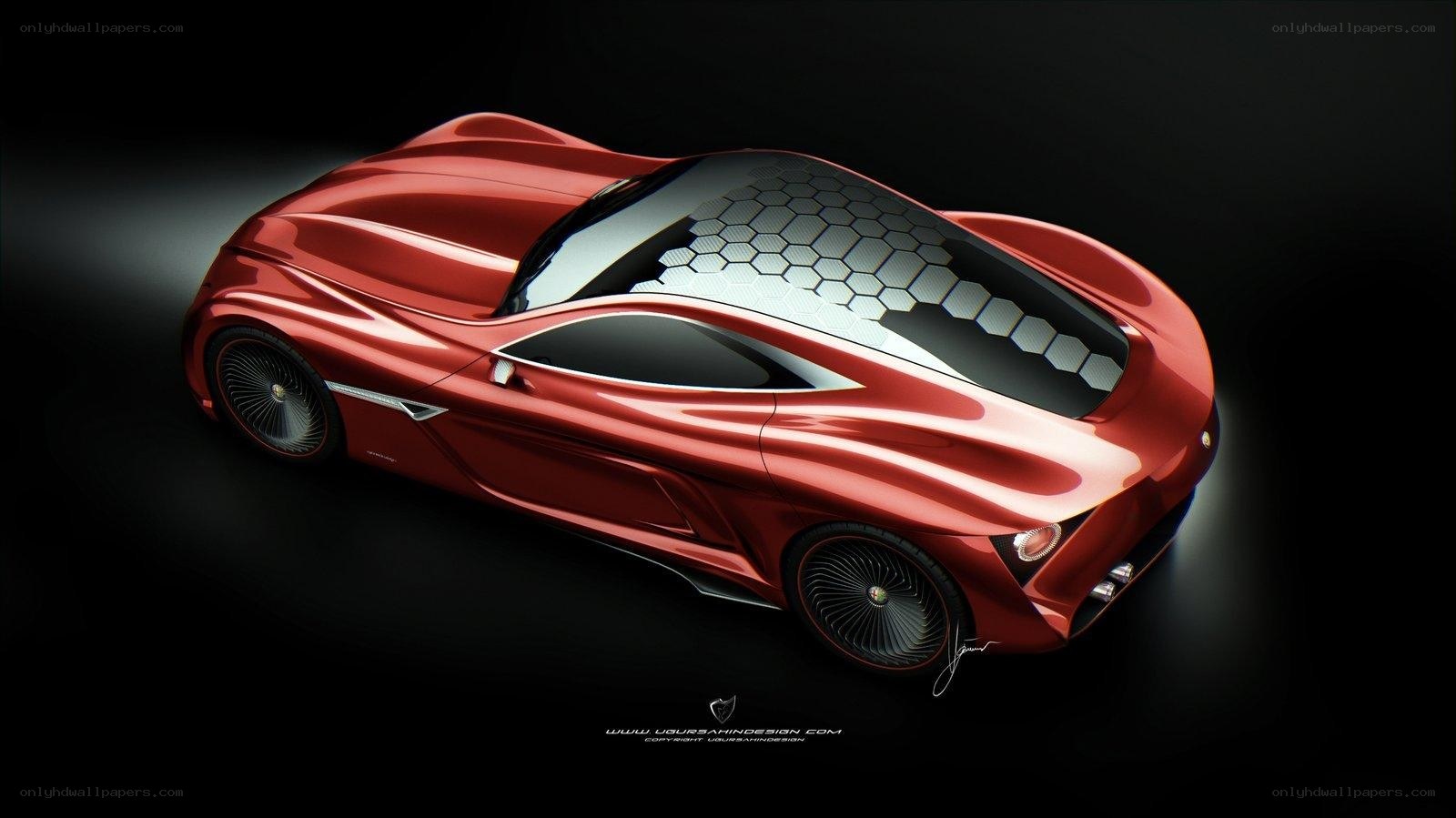 futuristic red sports car concept