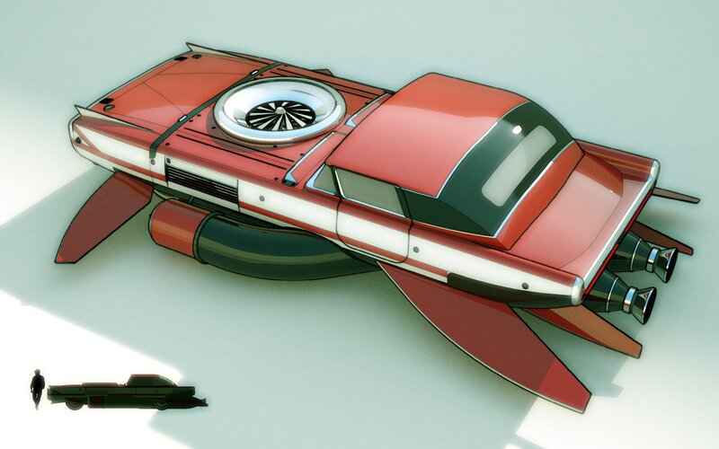 futuristic red vehicle concept
