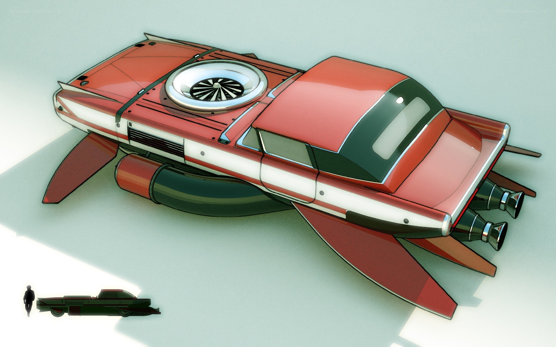 futuristic red vehicle concept