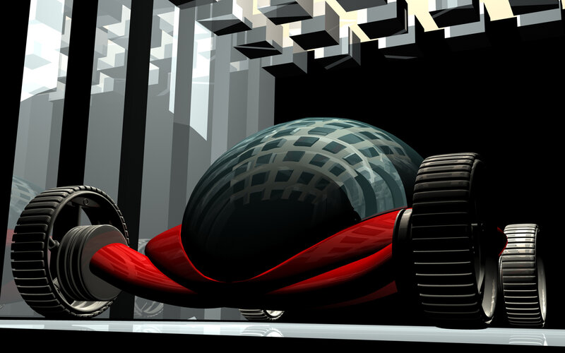 Futuristic Red Vehicle — Dramatic