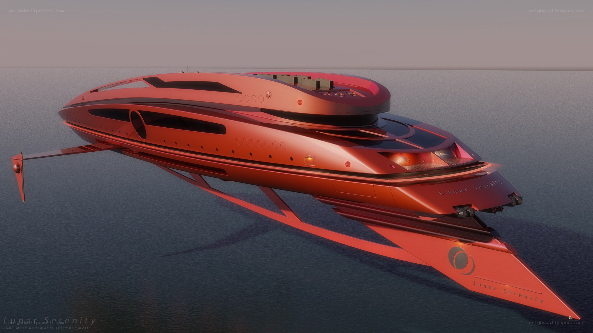 Futuristic red yacht design