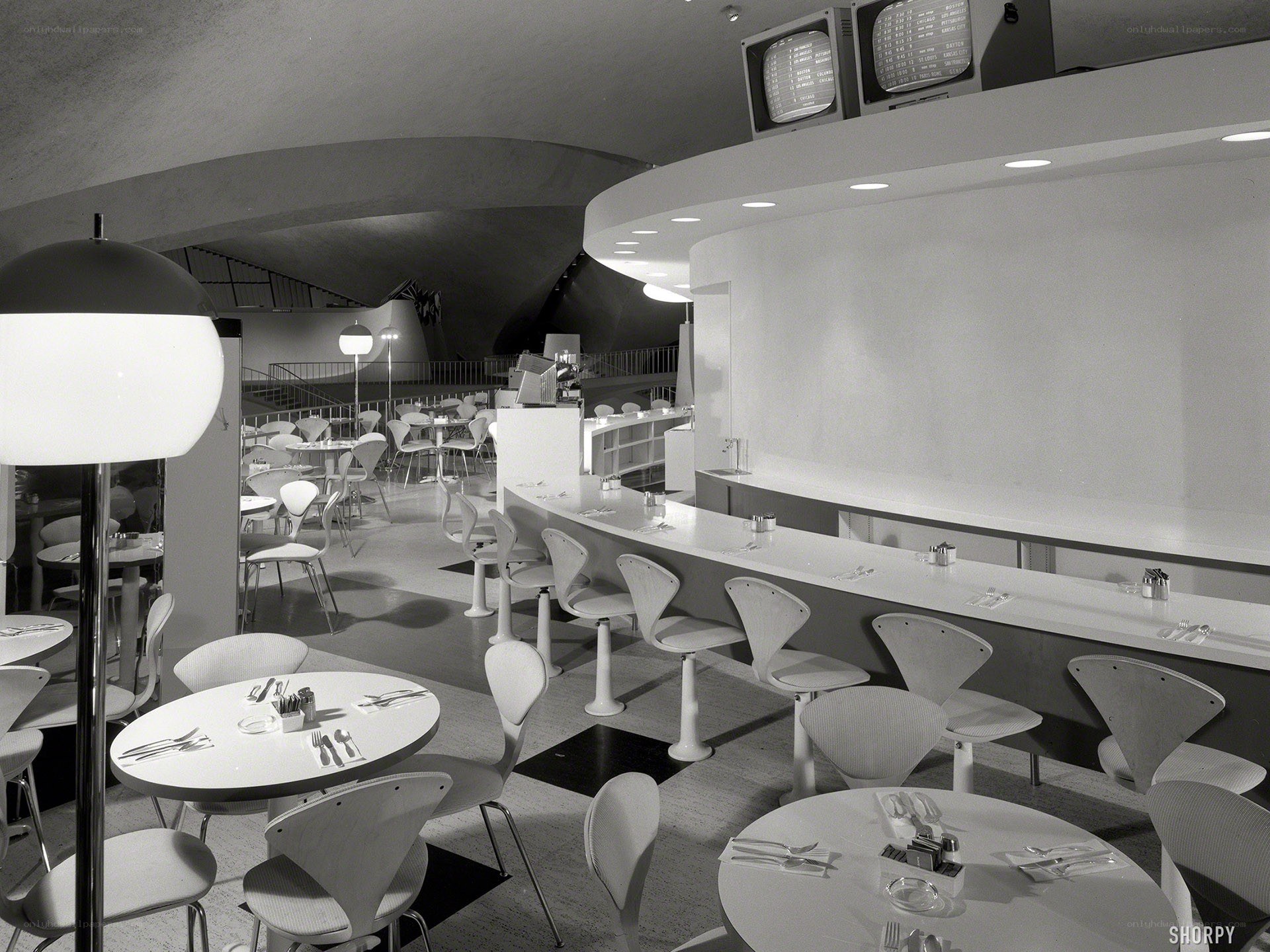 Futuristic restaurant interior