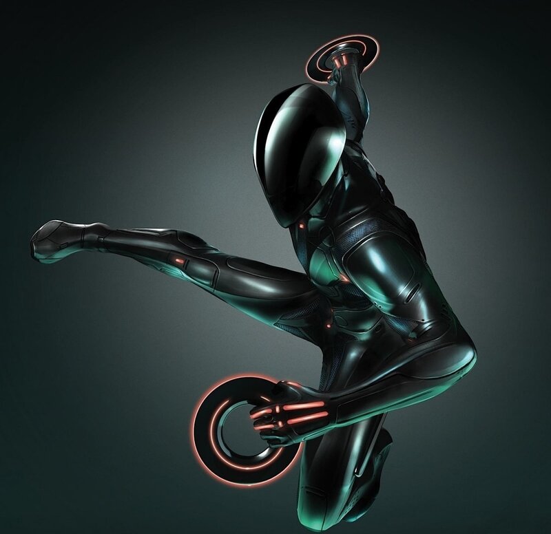 futuristic rider in motion