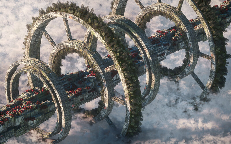 Futuristic Ring Structure — Gray