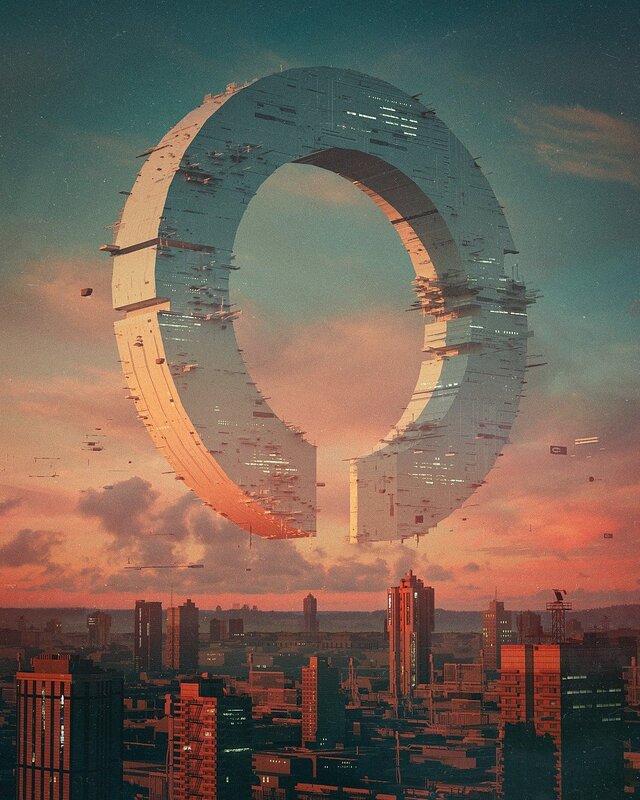 Futuristic Ring Structure — Orange
