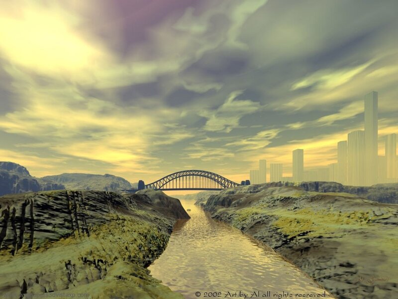 Futuristic river landscape