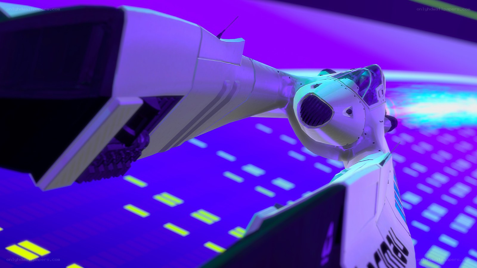 futuristic robot arm in neon light