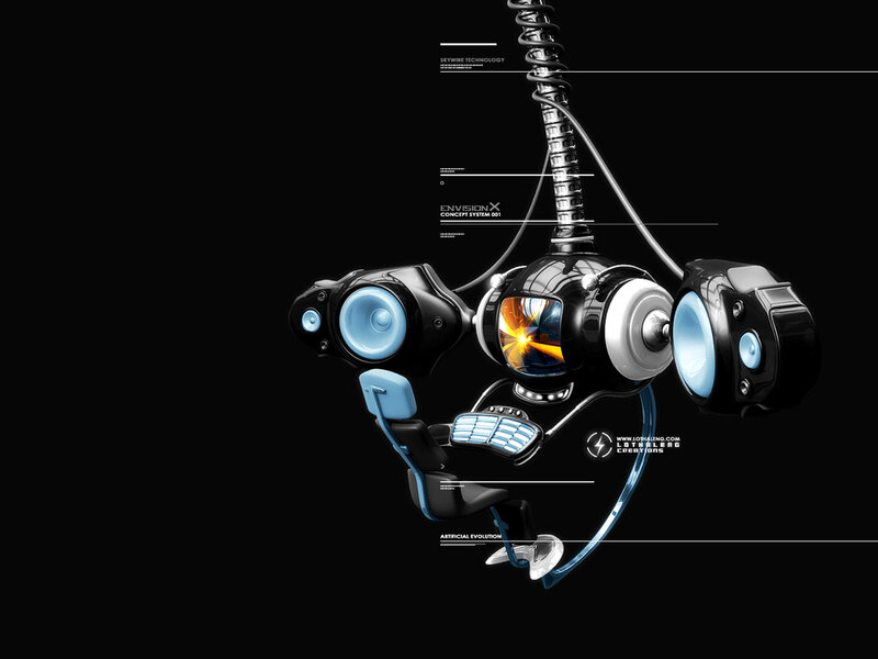 Futuristic Robot Concept — Black