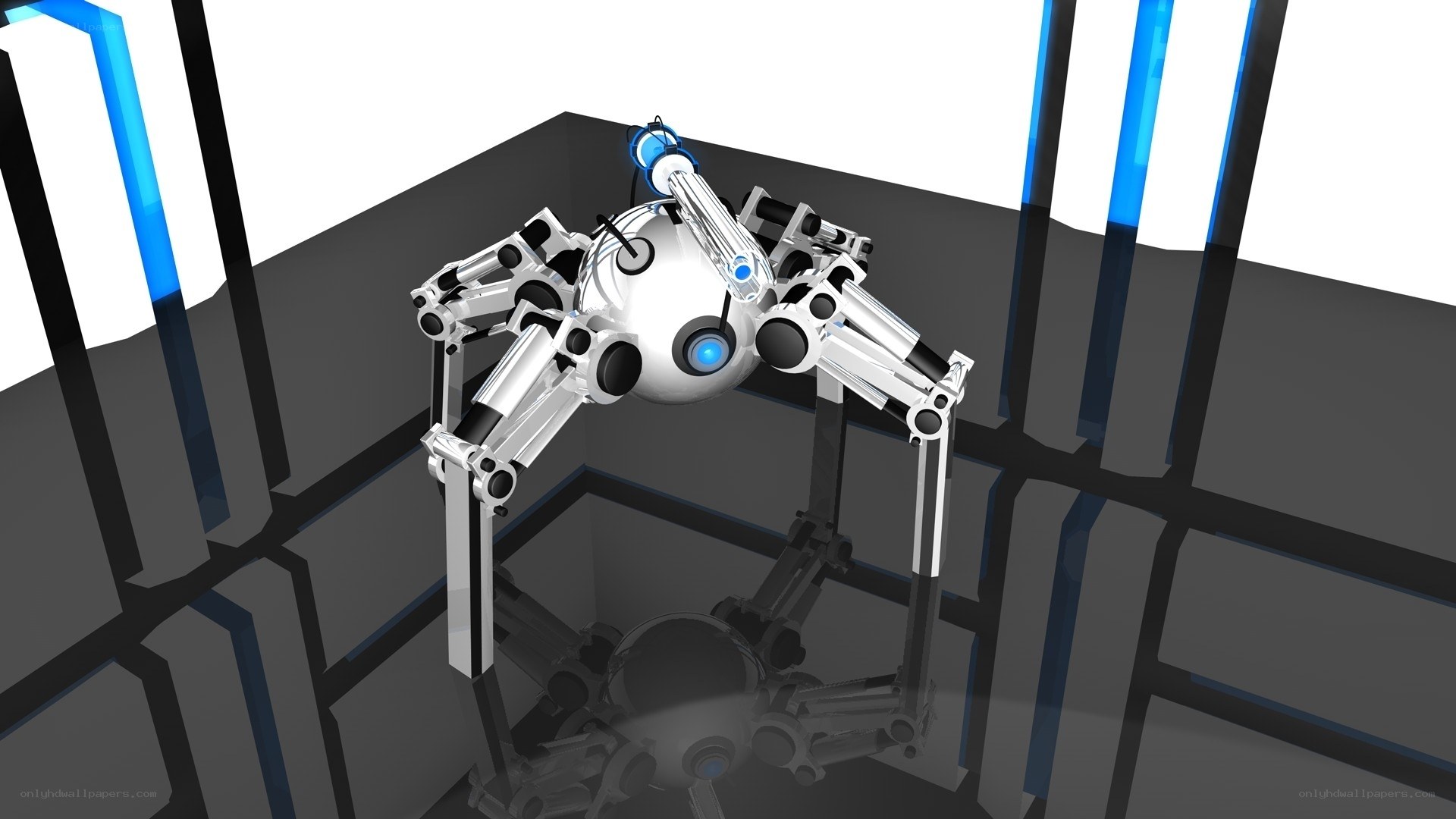futuristic robot in a chamber