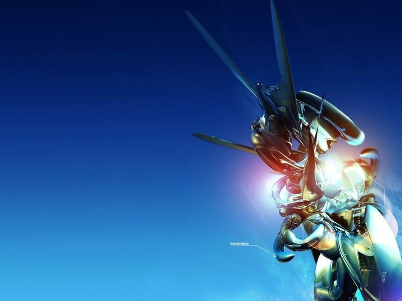 futuristic robot in blue sky