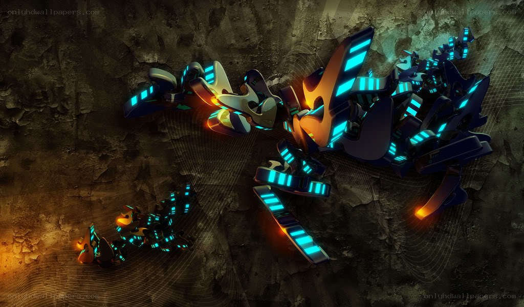 Futuristic robot in cave
