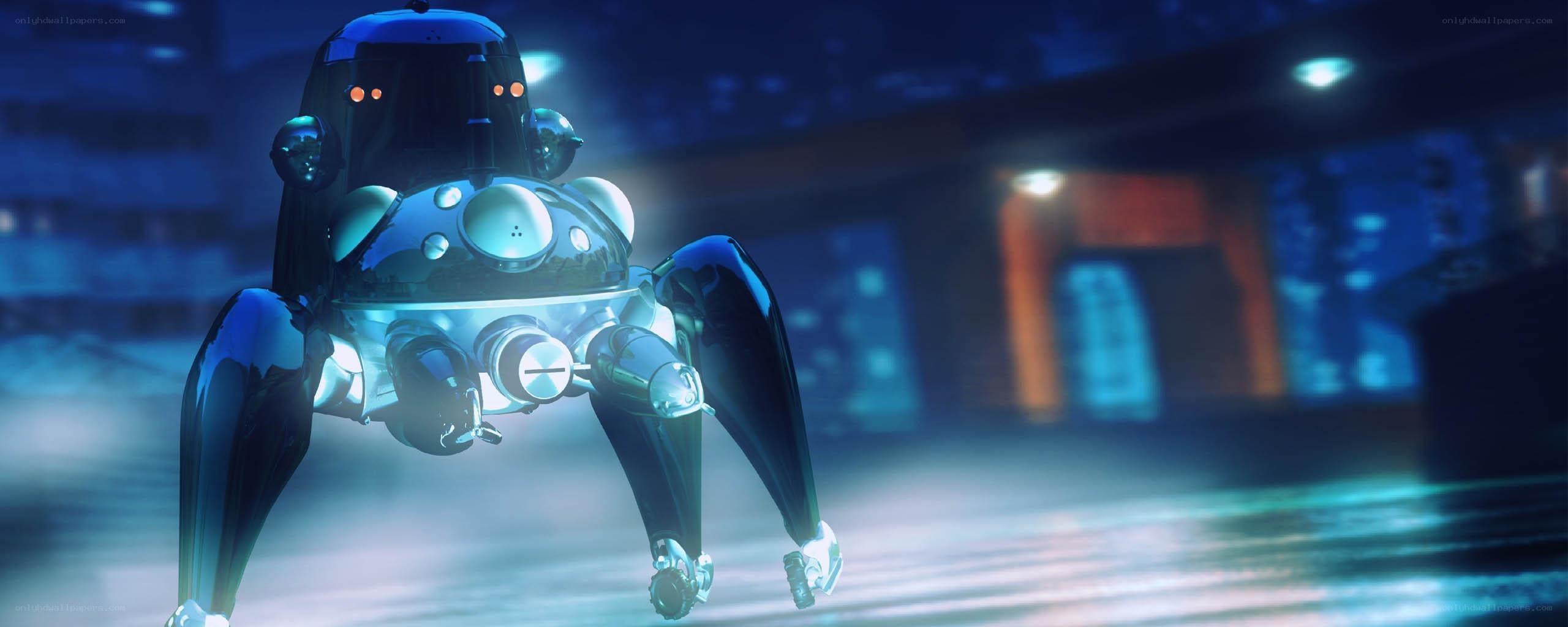 futuristic robot in city