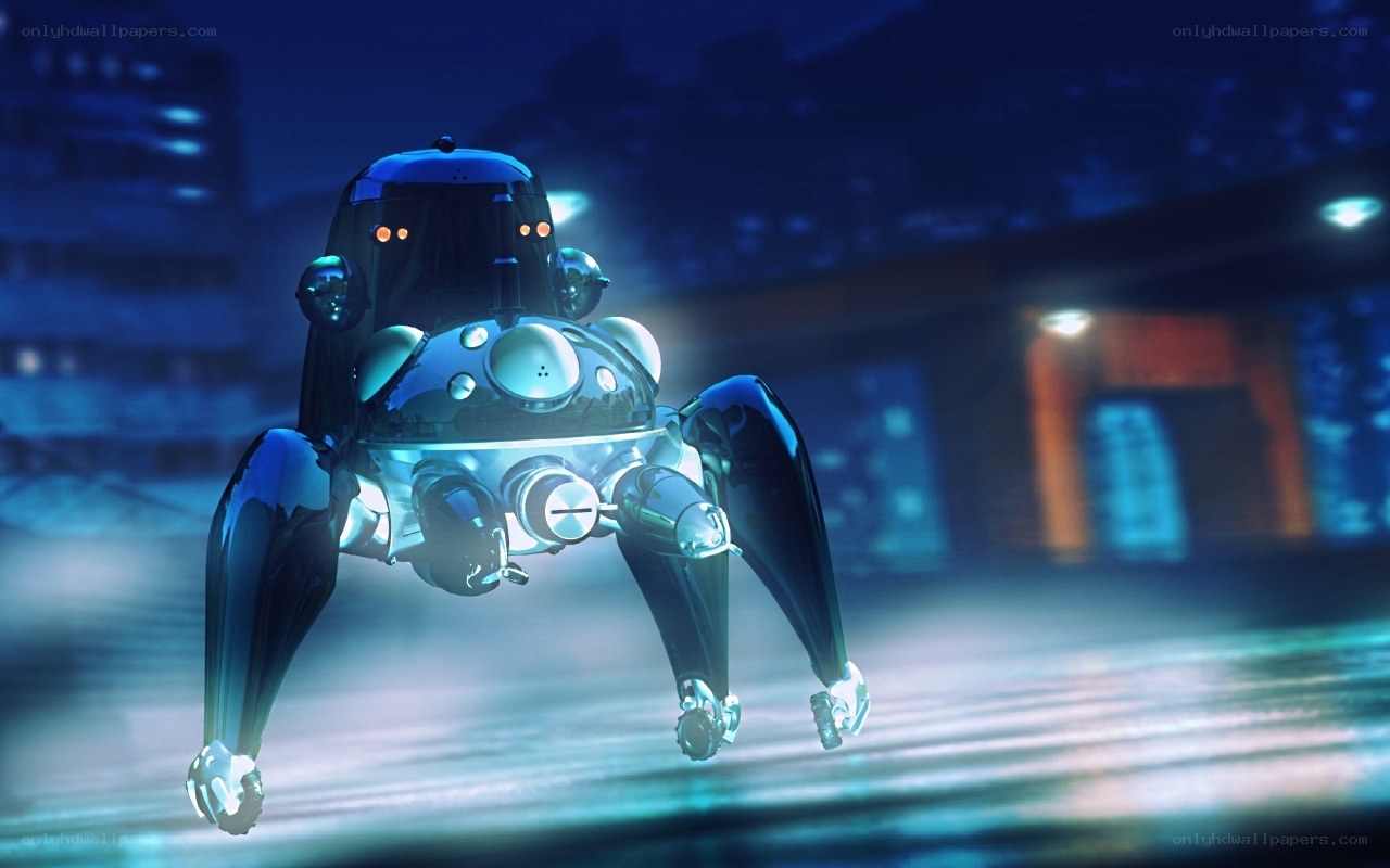 futuristic robot in city