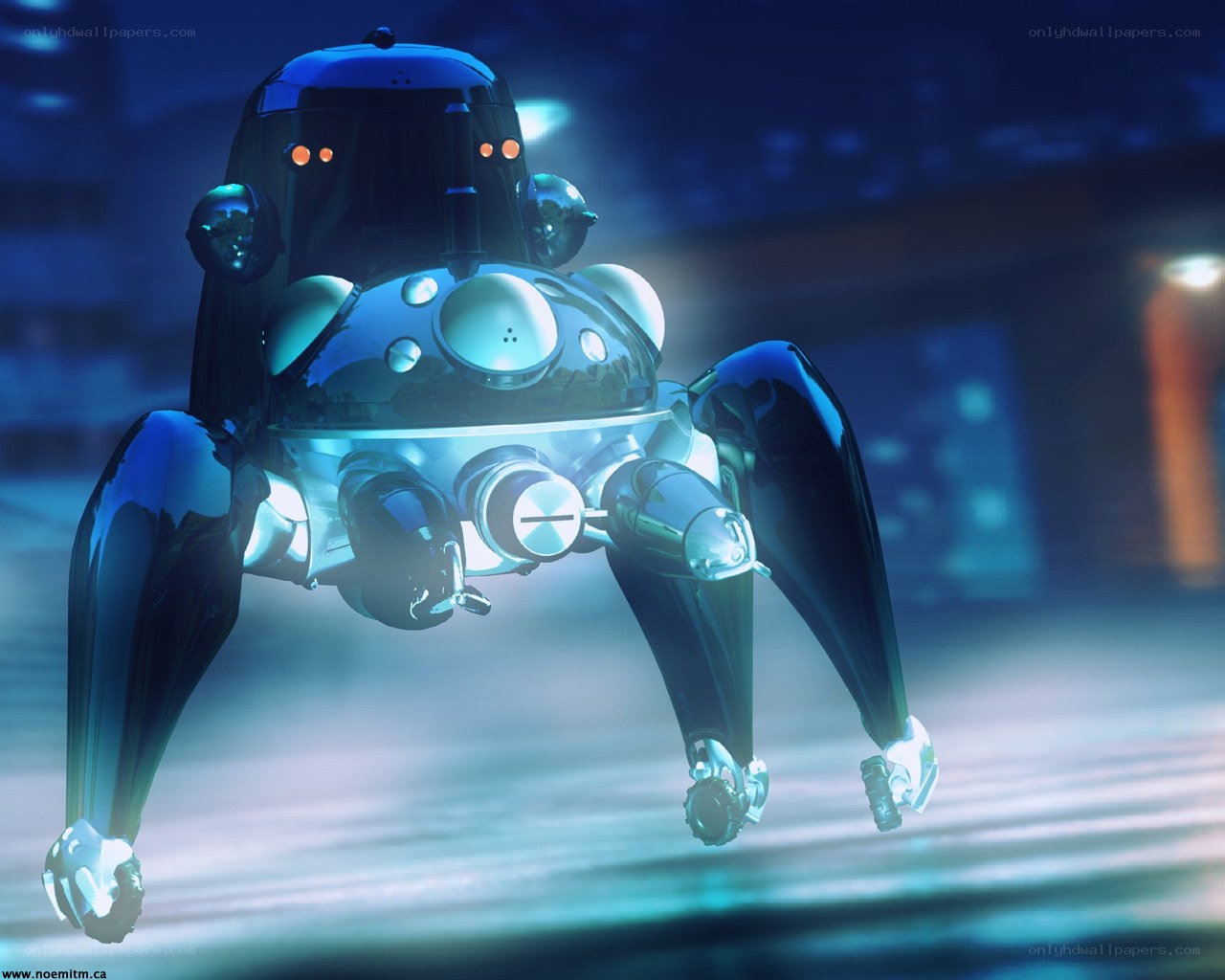 futuristic robot in city