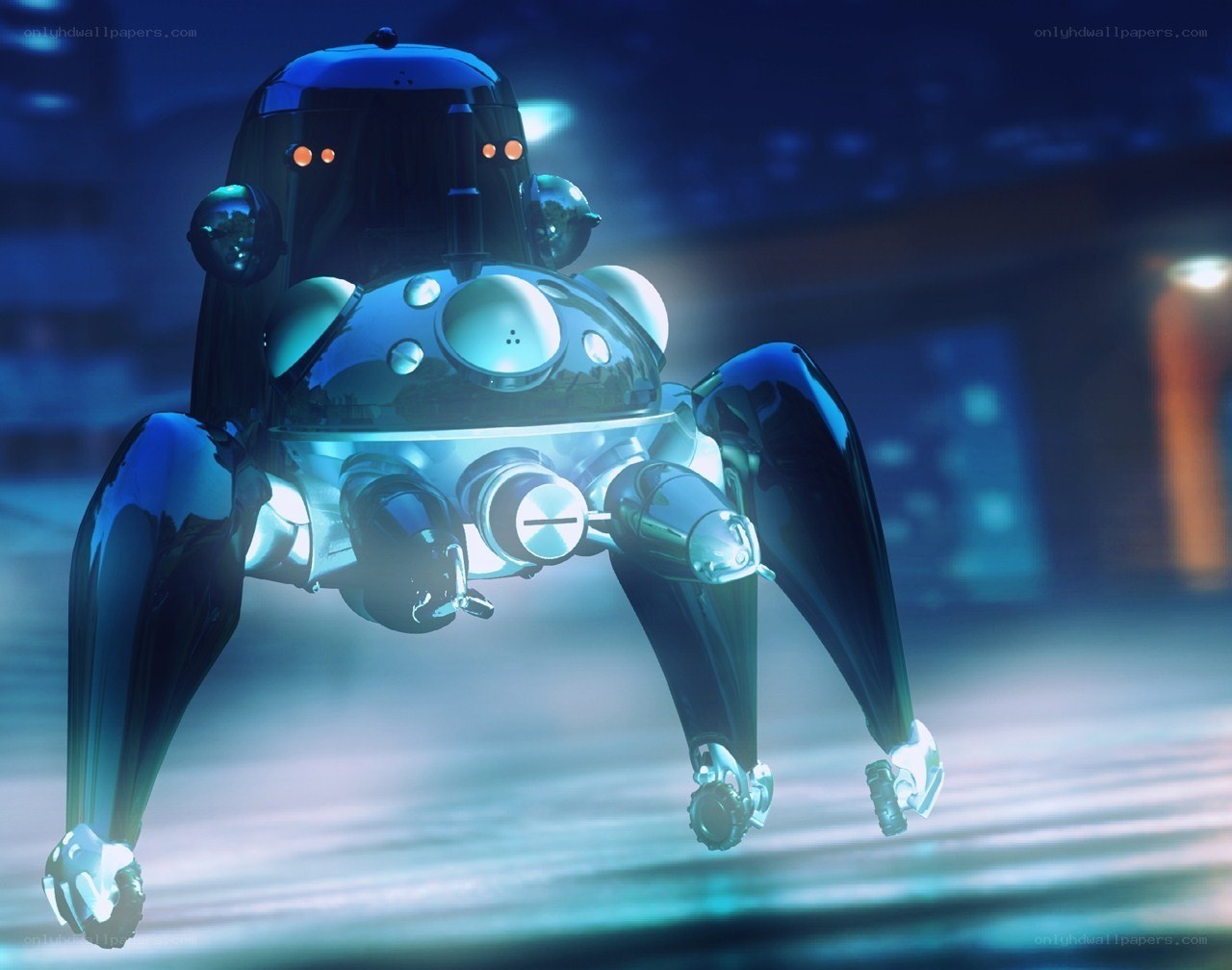 futuristic robot in city