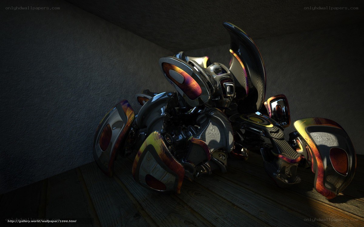 futuristic robot in dark room