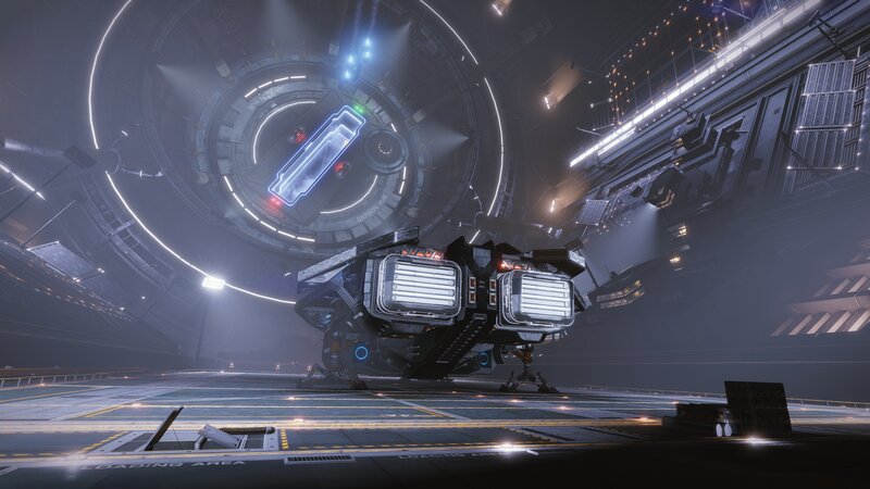 Futuristic Robot in Hangar