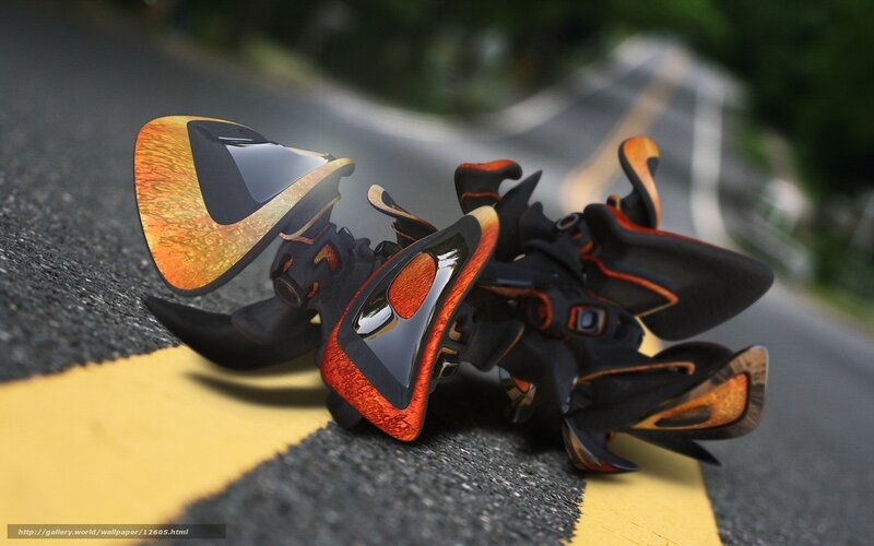 futuristic robot on road