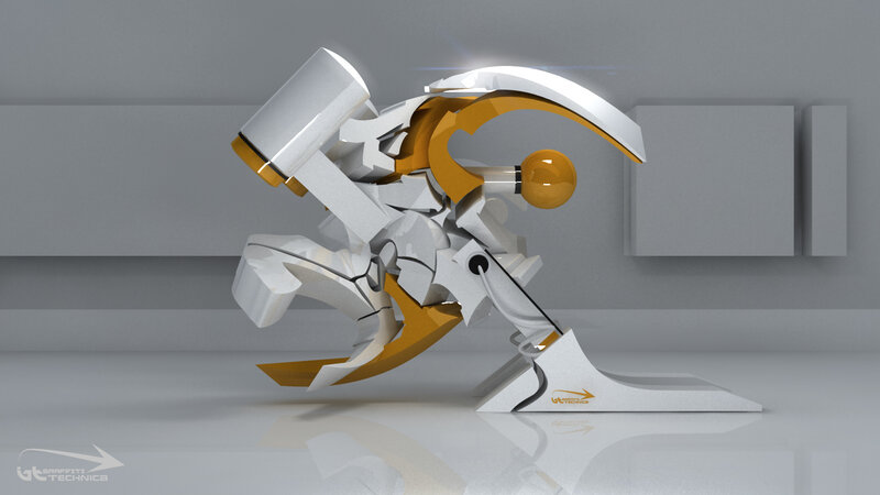 futuristic robot sculpture