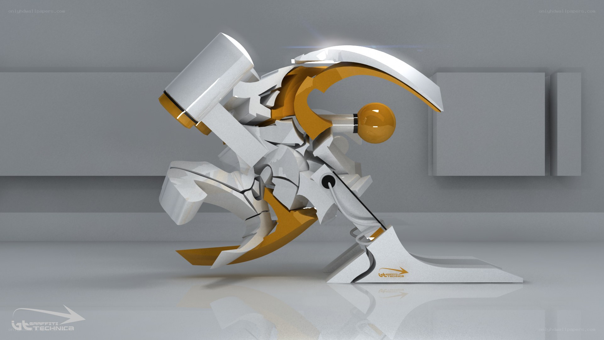 futuristic robot sculpture