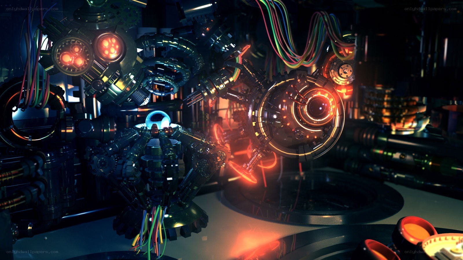 futuristic robot workshop