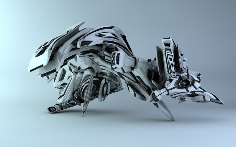 Futuristic Robotic Creature — White