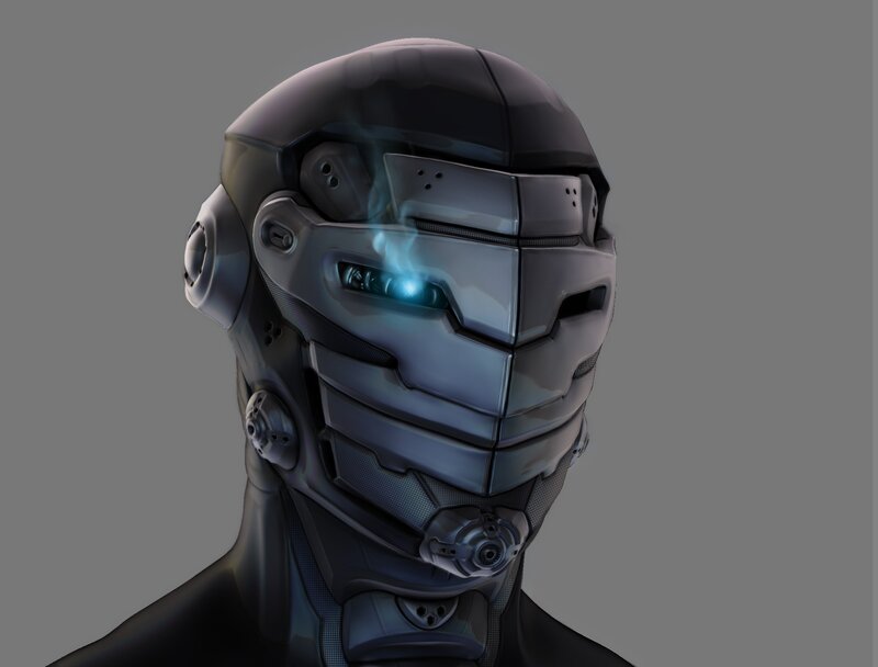 futuristic robotic helmet