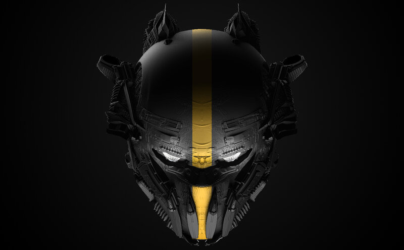 futuristic robotic helmet