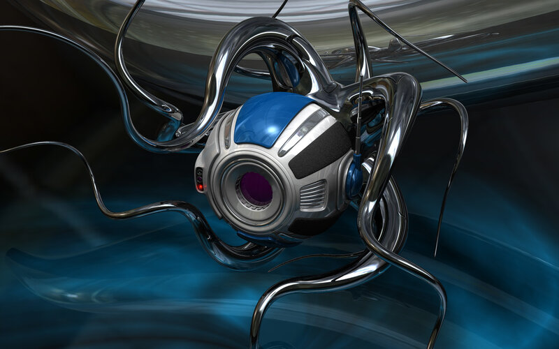Futuristic Robotic Sphere — Blue