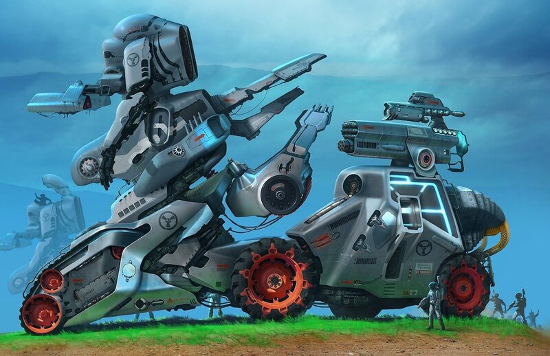 Futuristic robots and vehicles