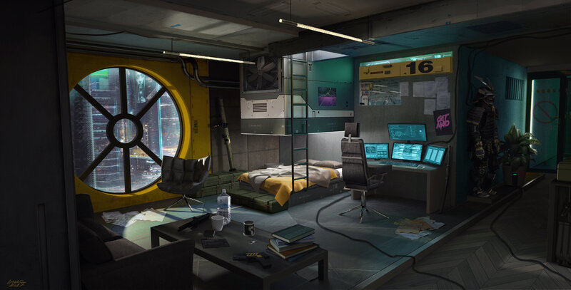 Futuristic Room Interior — Gray, Dystopian