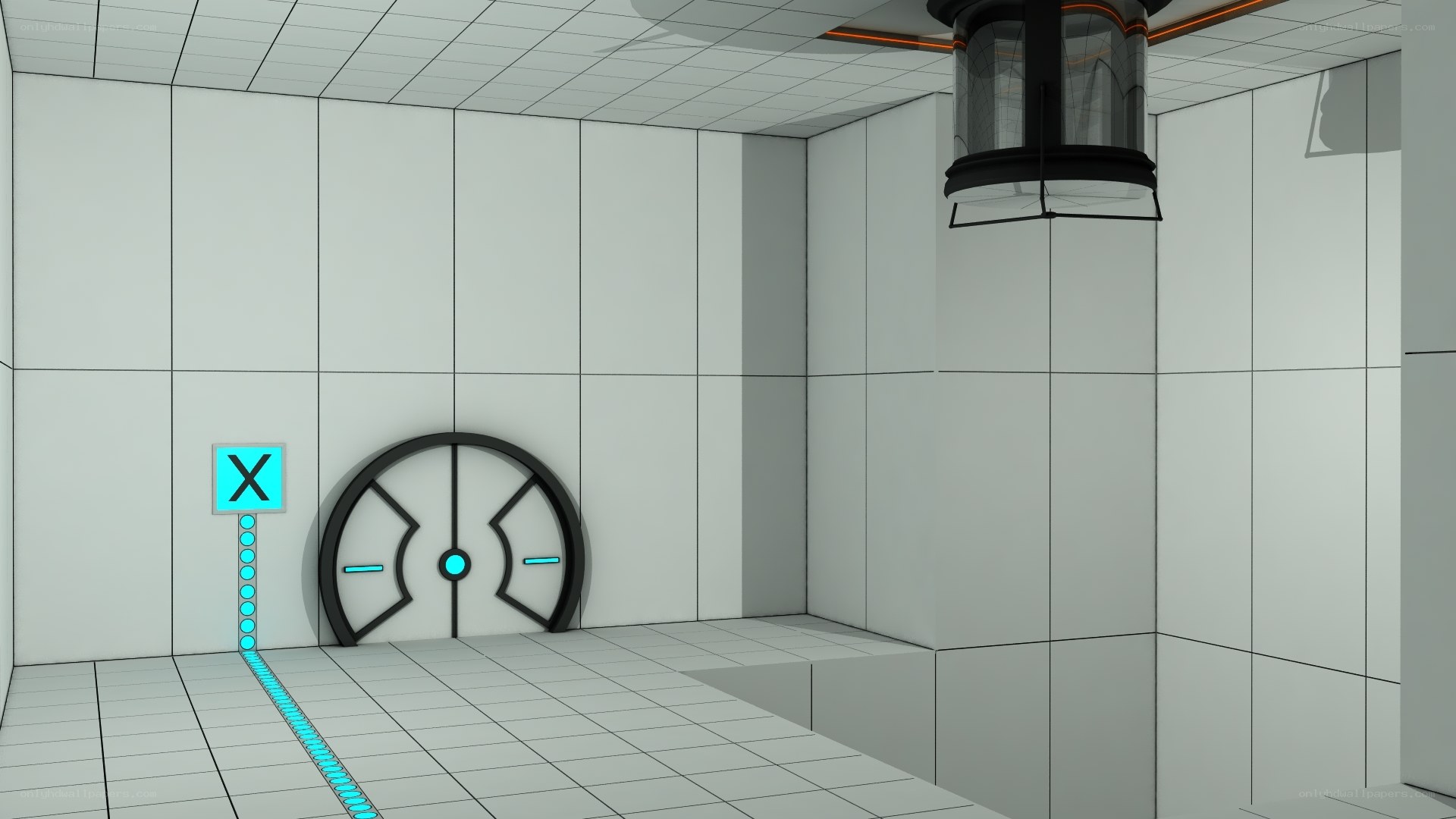 futuristic room with circular door