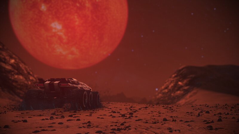 Futuristic Rover on Alien Planet — Red