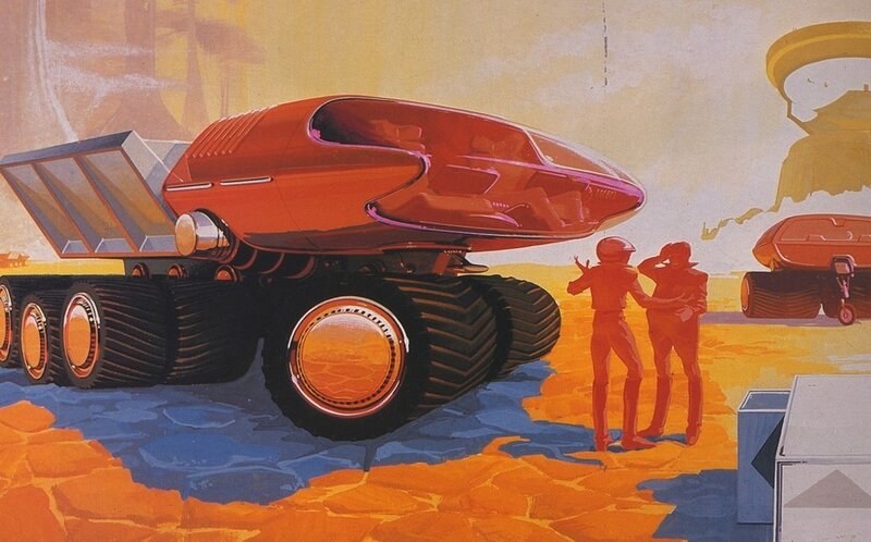 Futuristic Rover on Planet — Orange