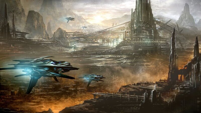 futuristic sci-fi cityscape